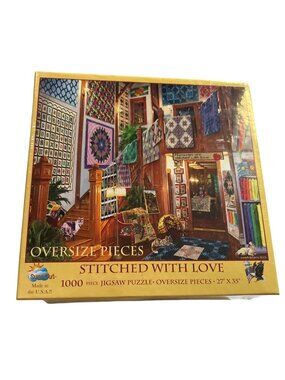 Oversized Quilts Jigsaw Puzzle HTF Sealed 1000-Piece Stitched With Love  SunsOut